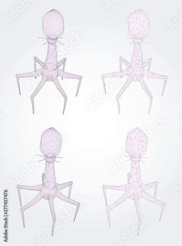 3d model of a bacteriophage, an artificial microorganism for the treatment of deadly diseases. future of medicine
