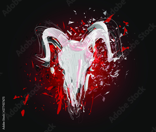 Vector abstract chaotic background. exploded lamb skull