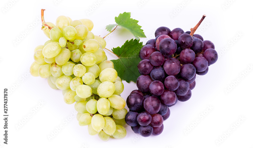green and wine grapes on white background green and wine grapes on white background