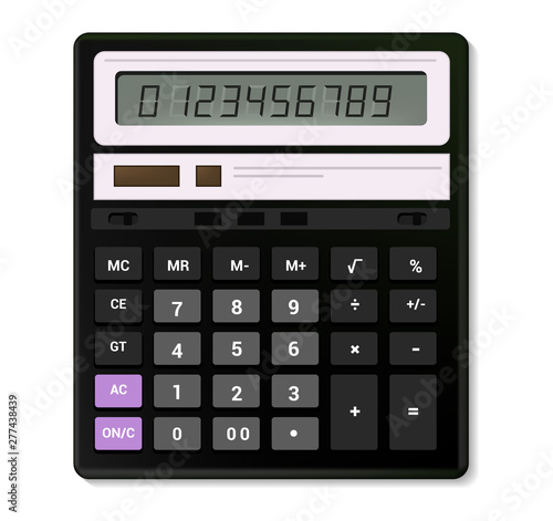 Calculator vector business accounting calculation technology calculating finance illustration set of mathematical object with buttons calculated mathematics numbers isolated on white background