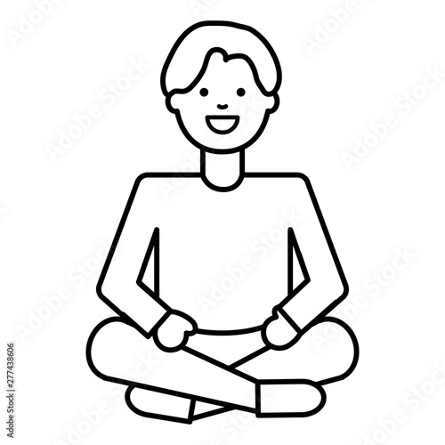 happy young man with lotus position