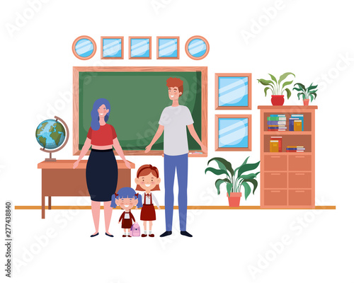 couple of parents with children avatar character