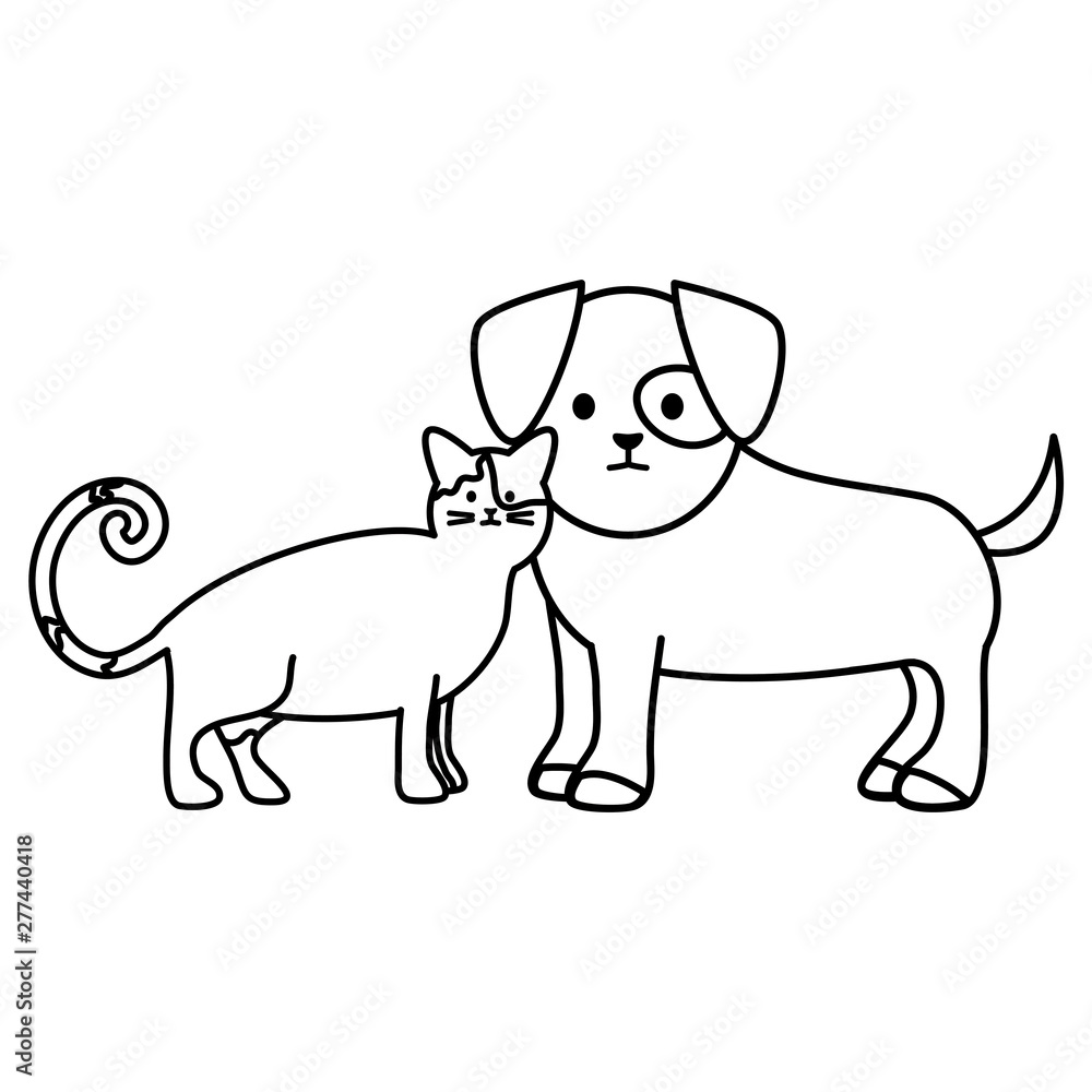 Naklejka premium cute cat and dog mascots adorables characters