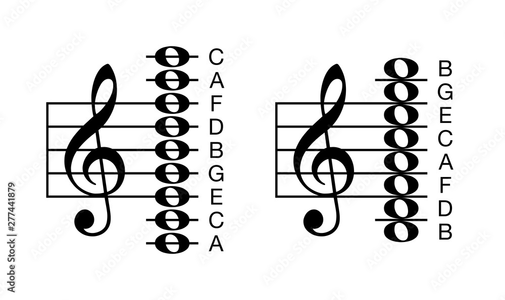 Learning the notes of C major scale, key of C. Full notes of two octaves, on the left side