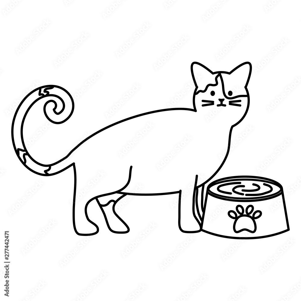 cute cat mascot with dish water cute cat mascot with dish water