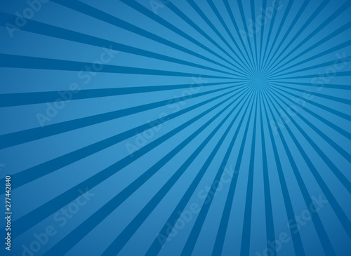 Blue radial sky beams and rays abstract lines vector background