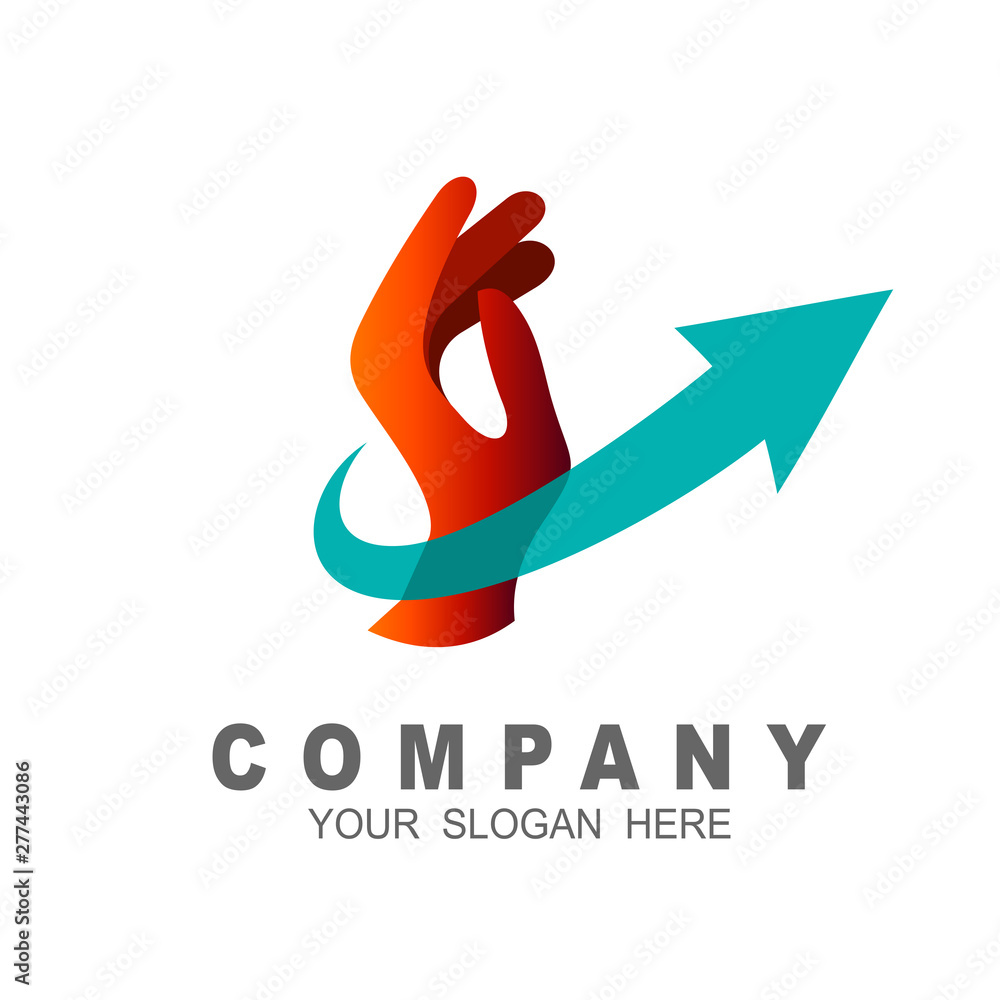 arrow logo and hand , up icon arrow logo and hand , up icon