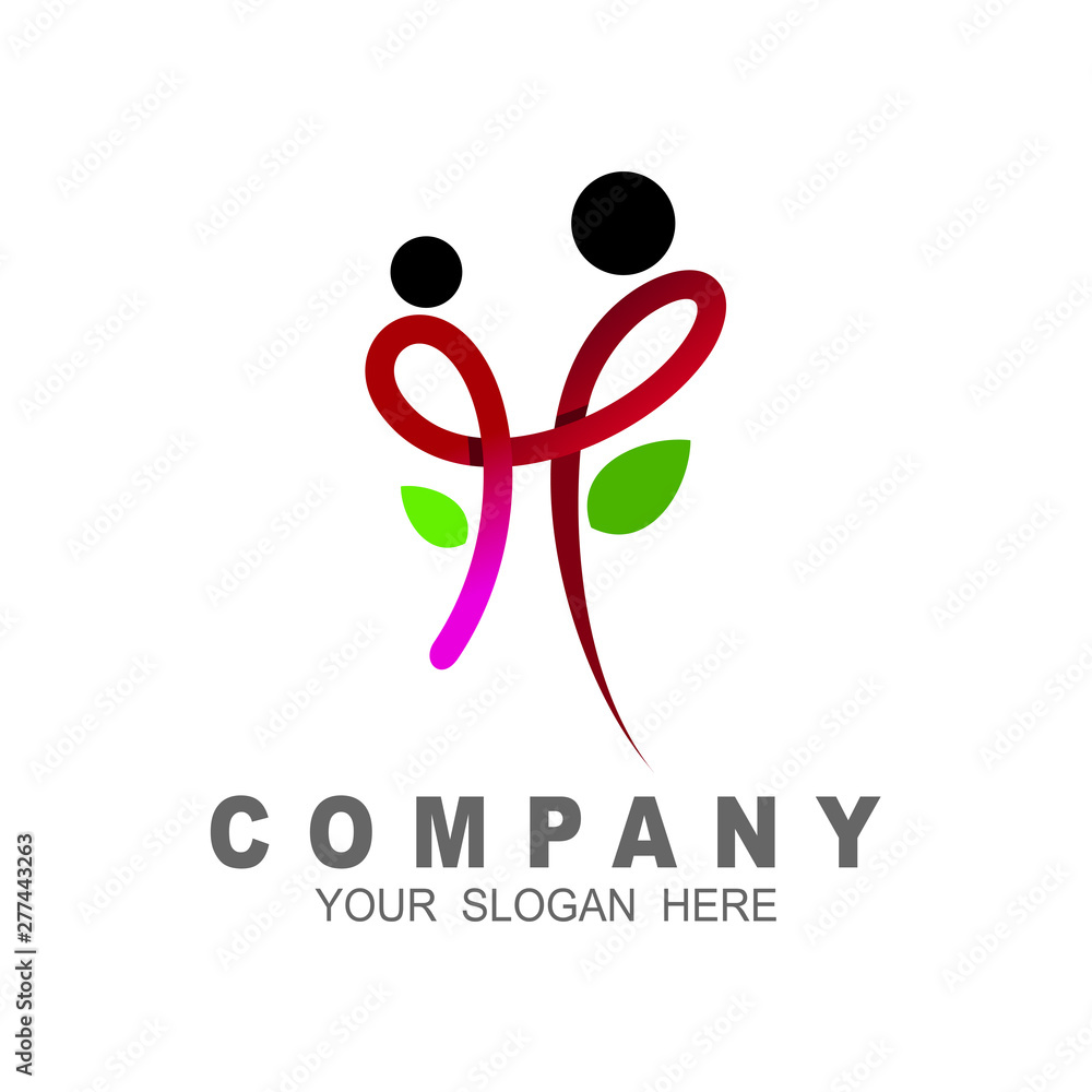 People family together human unity logo vector, line icon, people and ...