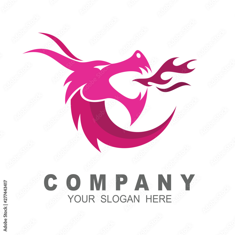 Dragon head vector logo, fire icon and dragon logo illustration Dragon head vector logo, fire icon and dragon logo illustration