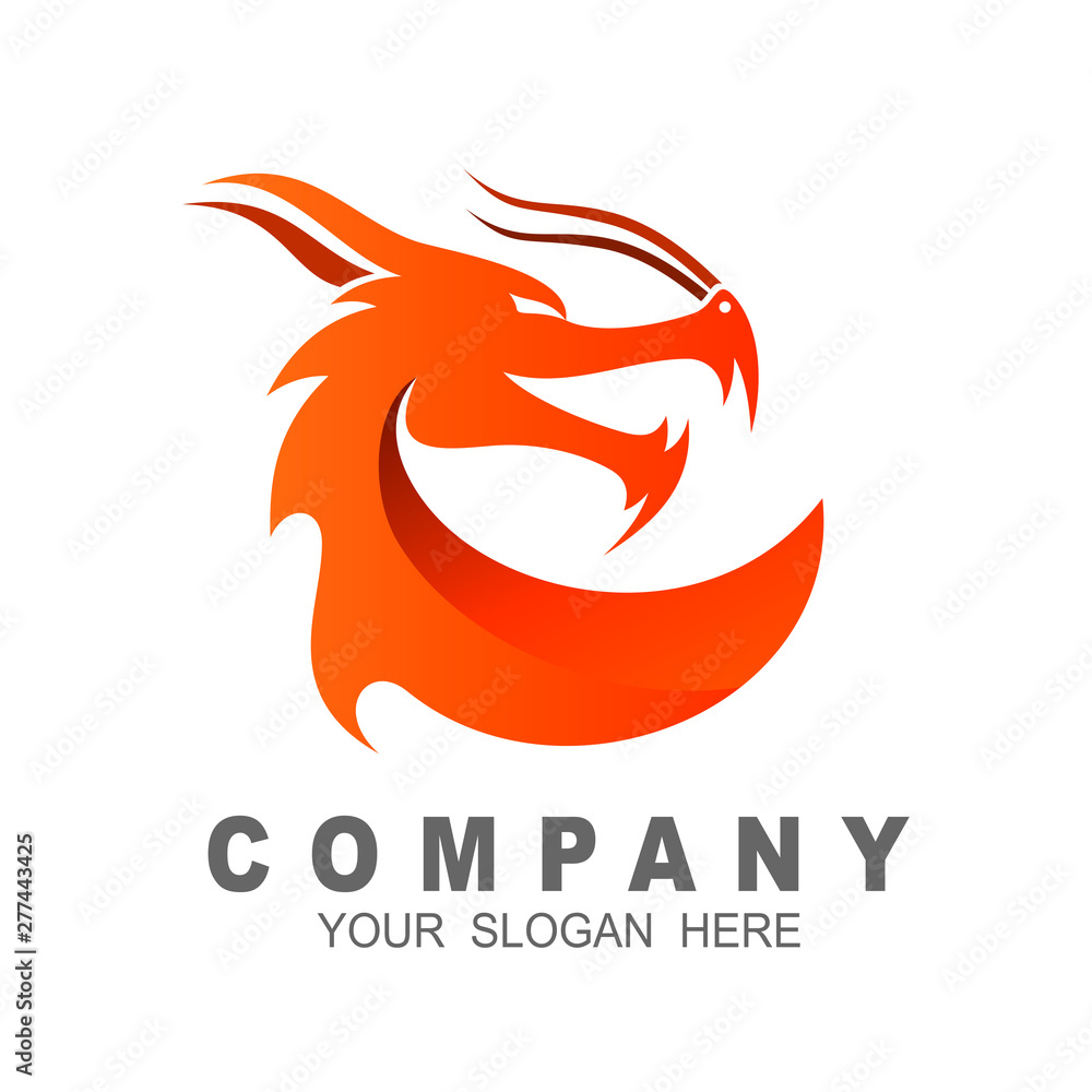 Dragon head vector logo, dragon icon illustration