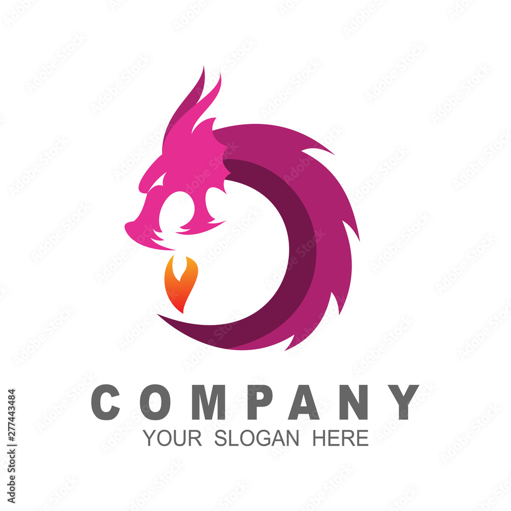 Dragon head vector logo ,dragon logo with a circle Dragon head vector logo ,dragon logo with a circle