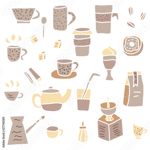 Wallpaper Mural Coffee set objects. Vector design elements. Torontodigital.ca