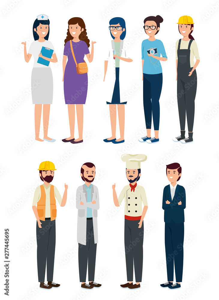 Obraz premium set of employment people occupation to labor day