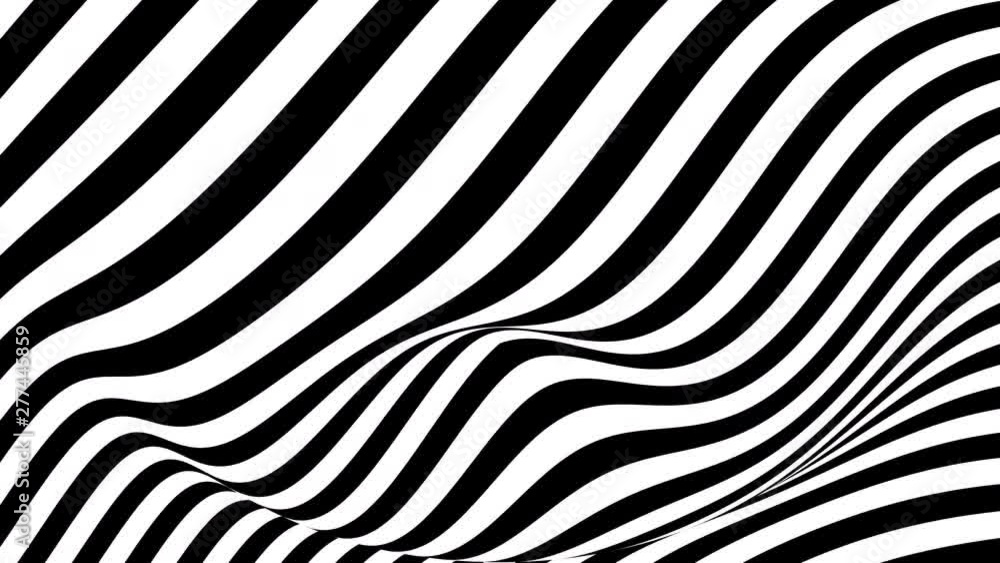 Diagonal black and white stripes on a waving surface. Seamless loop abstract 3D animation. Diagonal black and white stripes on a waving surface. Seamless loop abstract 3D animation.