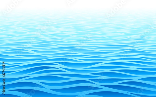 Blue water waves perspective landscape. Vector wave pattern