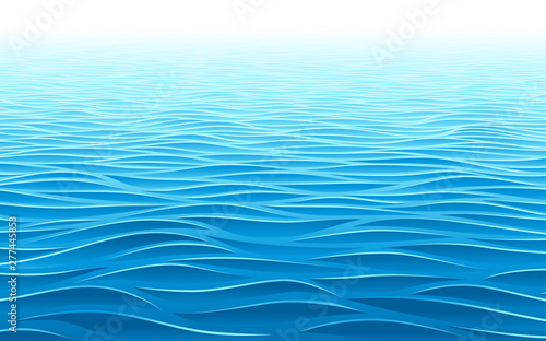 Blue water waves perspective landscape. Vector wave pattern