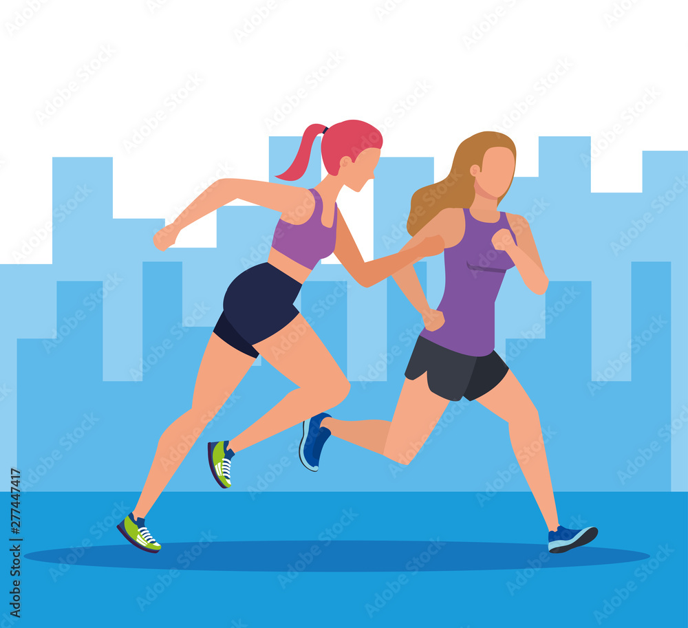 Fototapeta women running practice exercise sport
