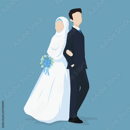 Bride and groom in muslim style.