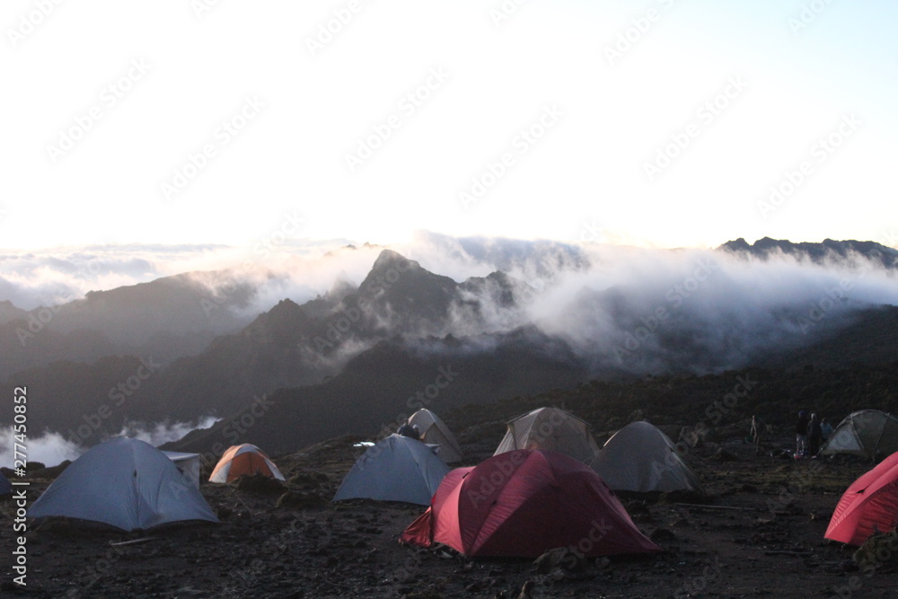 Sunset over Shira Camp on Mount Kilimanjaro