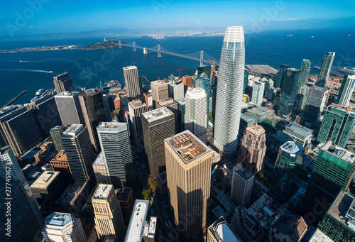 Photography Downtown San Francisco aerial view of skyscrapers