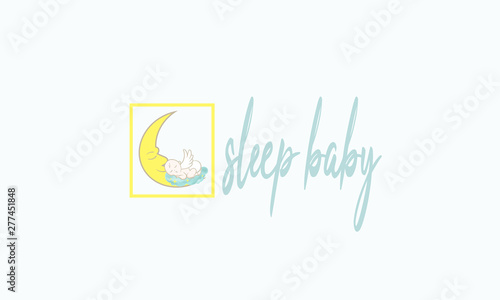 logo  baby and crescent moon vector