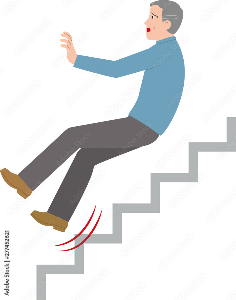 階段で滑った高齢者 ベクターイラスト Stock Vector Adobe Stock