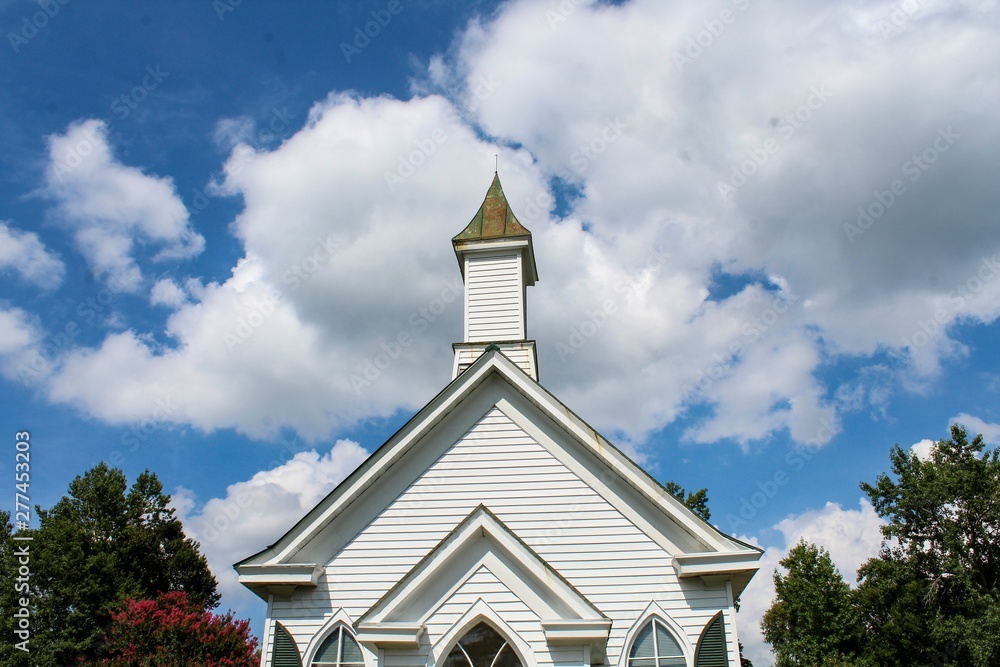 Small Quaint Country Church on a Bright Sunny Day