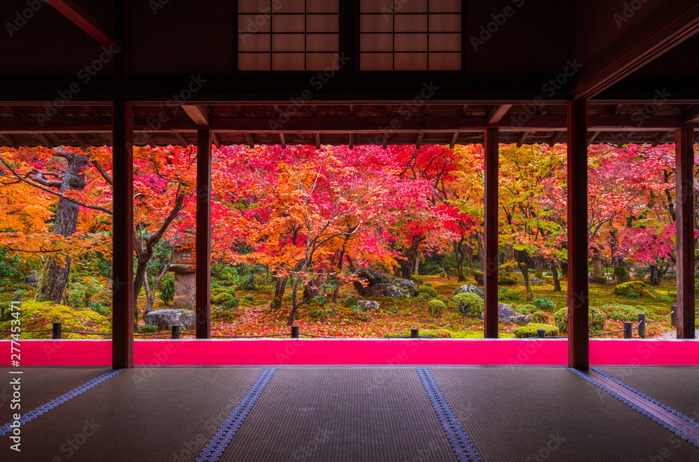 Obraz premium Jesienne liście w świątyni Enkoji w Kioto