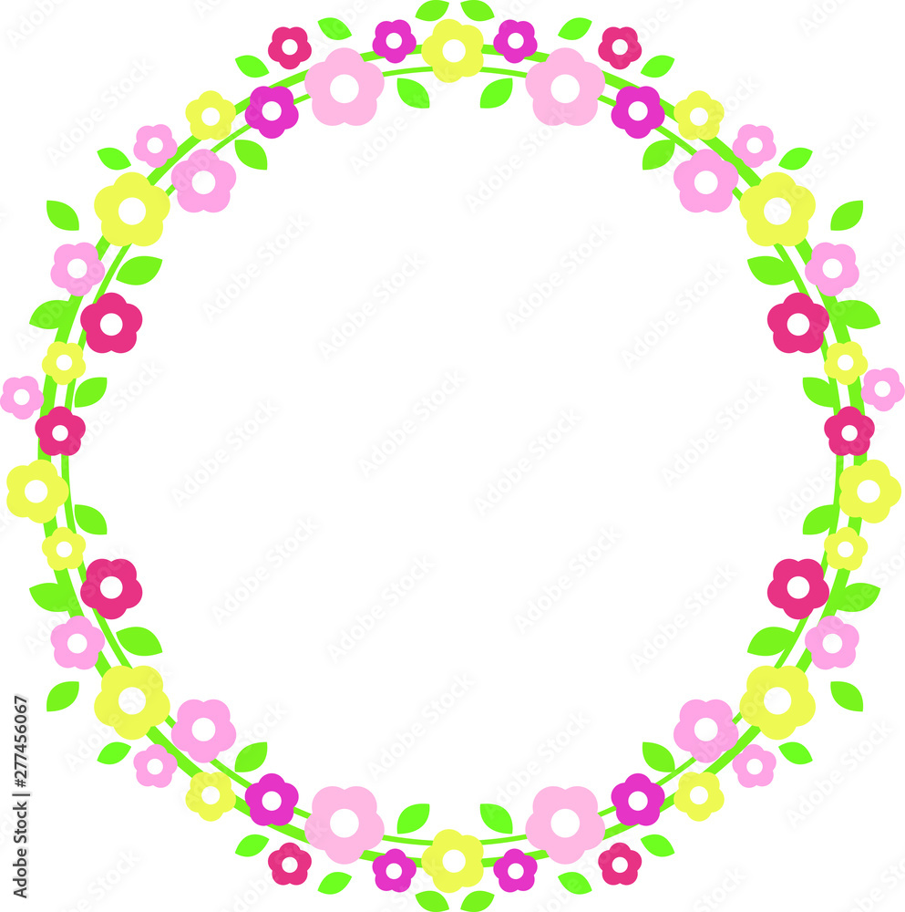 マーガレット デイジーの円形フレームイラスト Stock Vector Adobe Stock