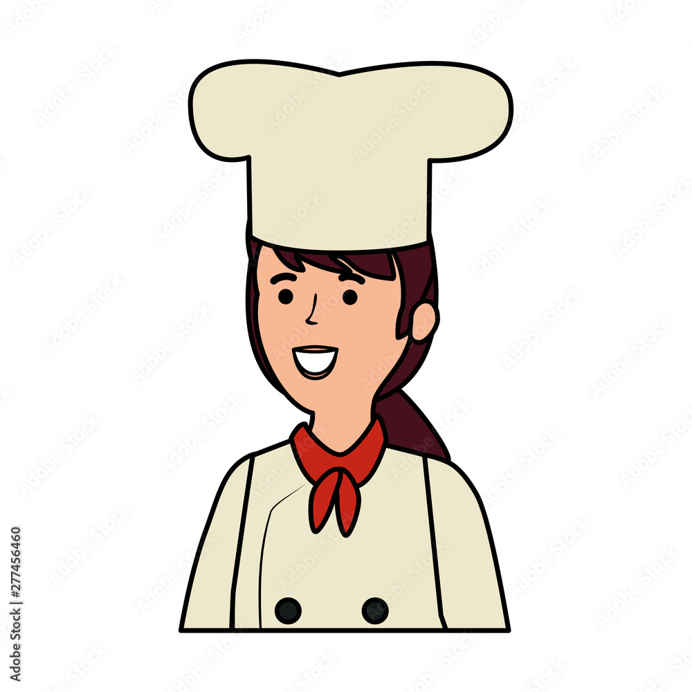 young female chef worker character young female chef worker character