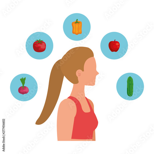 young sport woman with healthy food photo