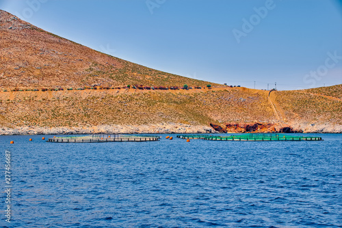 View of a fish farm in Greece