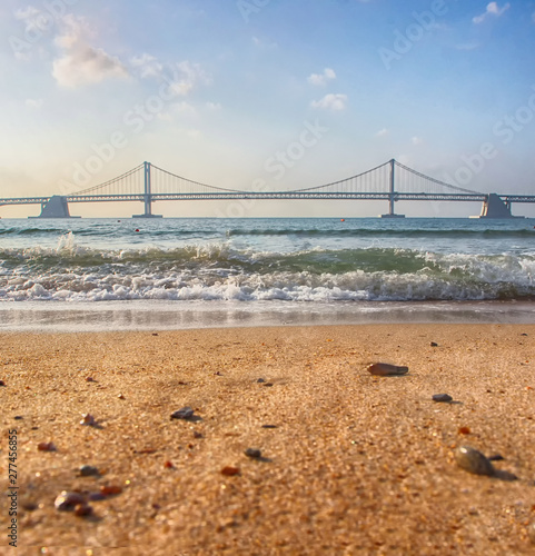 Morning of Summer Gwangalli Beach, Busan, South Korea, Asia photo