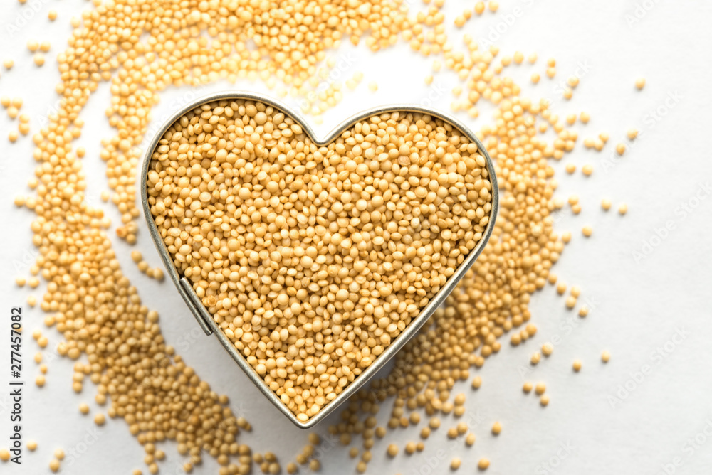 Amaranth Grain in a Heart Shape Amaranth Grain in a Heart Shape