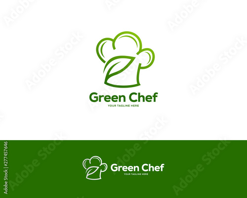 green chef logo design template, restaurant logo design concept