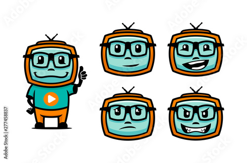Cartoon TV symbols with various face emotions