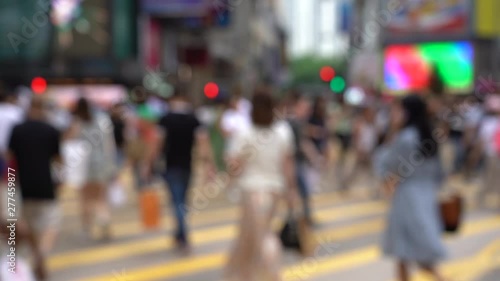 Wallpaper Mural Blurred crowd of people on Hong Kong busy crosswalk; Slow Motion Torontodigital.ca