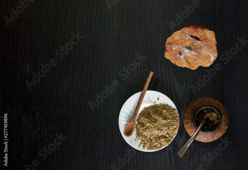 Yerba Mate, not just an infusion and a fried Torta Frita. Latin american culture photo