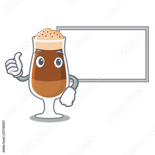 Thumbs up with board americano cafe served in character glasses