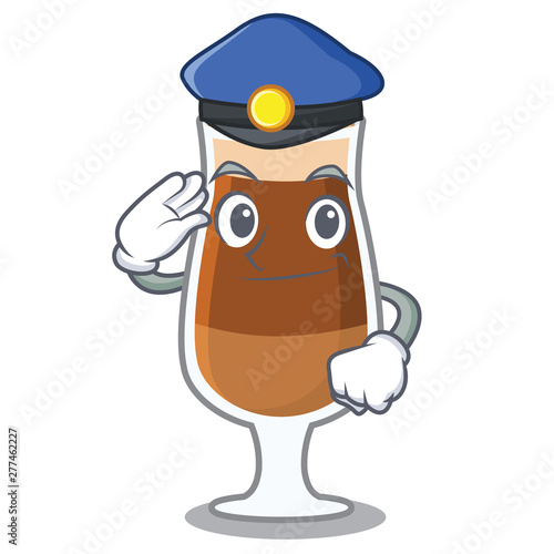 Police americano cafe served in character glasses