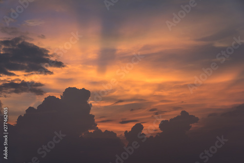 Beautiful dreamy fire cloud scene in the evening sky