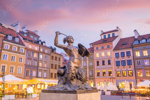 Sculpture of the Warsaw Mermaid on the Old Town Market square