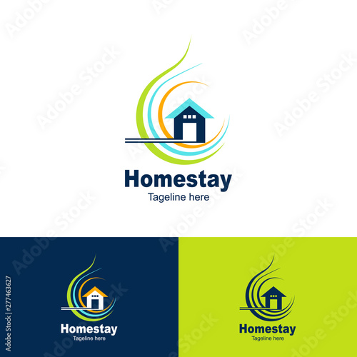 homestay logo natural, simple logo icon homestay background - vector photo