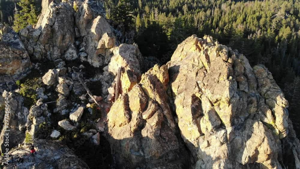 Photographers on Castle Rock Above Lake Tahoe - Aerial Drone. Photographers on Castle Rock Above Lake Tahoe - Aerial Drone.