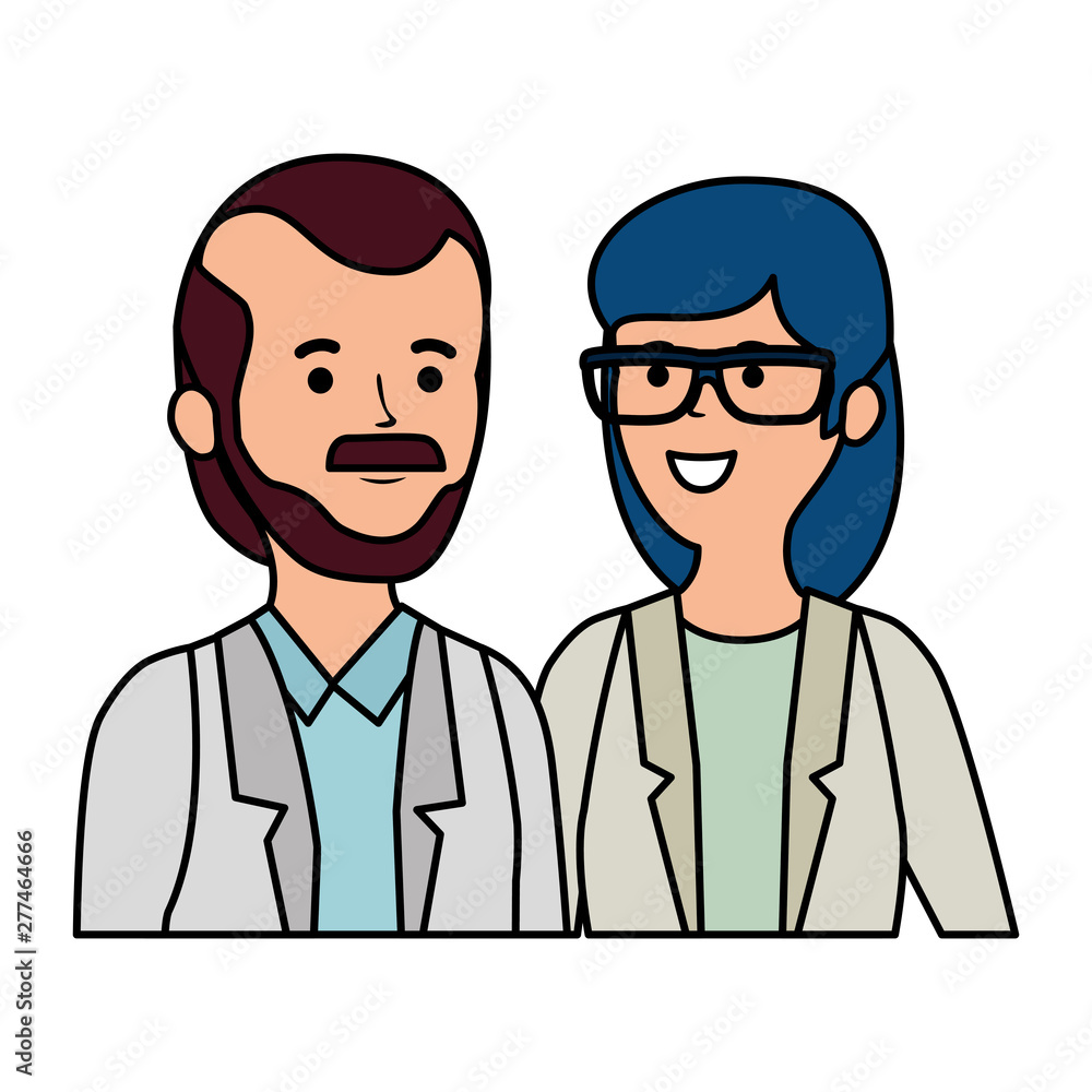 young professional doctors workers characters