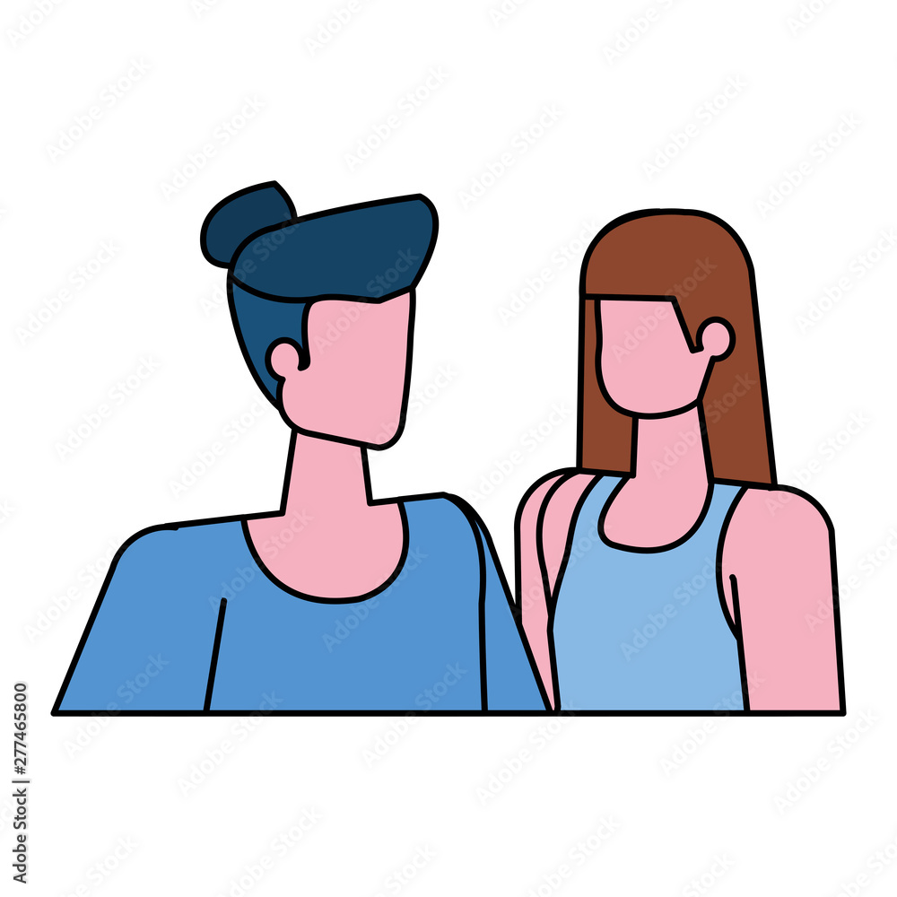 Obraz premium young lovers couple avatars characters