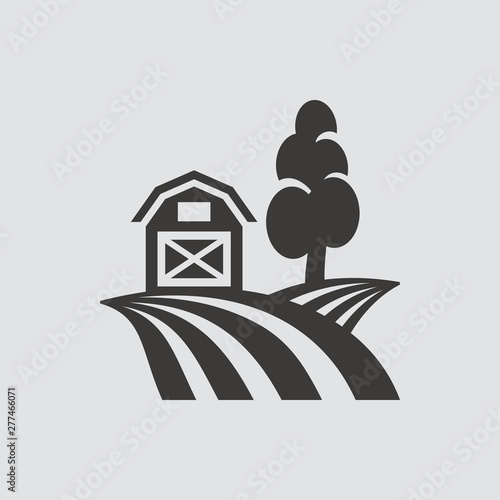 Farm house icon isolated of flat style. Vector illustration.