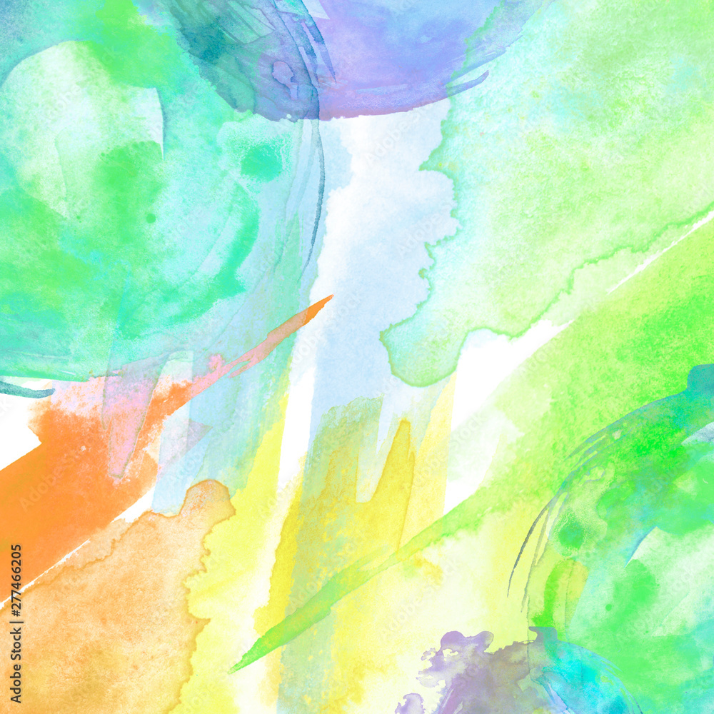 Watercolor frame of green abstract strokes, splashes, blots of paint. Watercolor stroke, background, green  paint.  With a place for an inscription and your design. Abstract paint splash.