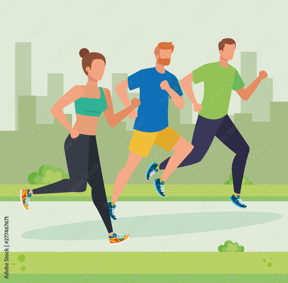 men and woman running sport and practice activity men and woman running sport and practice activity