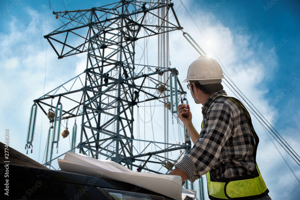 Electrical engineer control wiring electric power on steel tower, Electric construction and maintenance services throughout, Electric Power Transmission Infrastructure, Highest voltage transmission Electrical engineer control wiring electric power on steel tower, Electric construction and maintenance services throughout, Electric Power Transmission Infrastructure, Highest voltage transmission